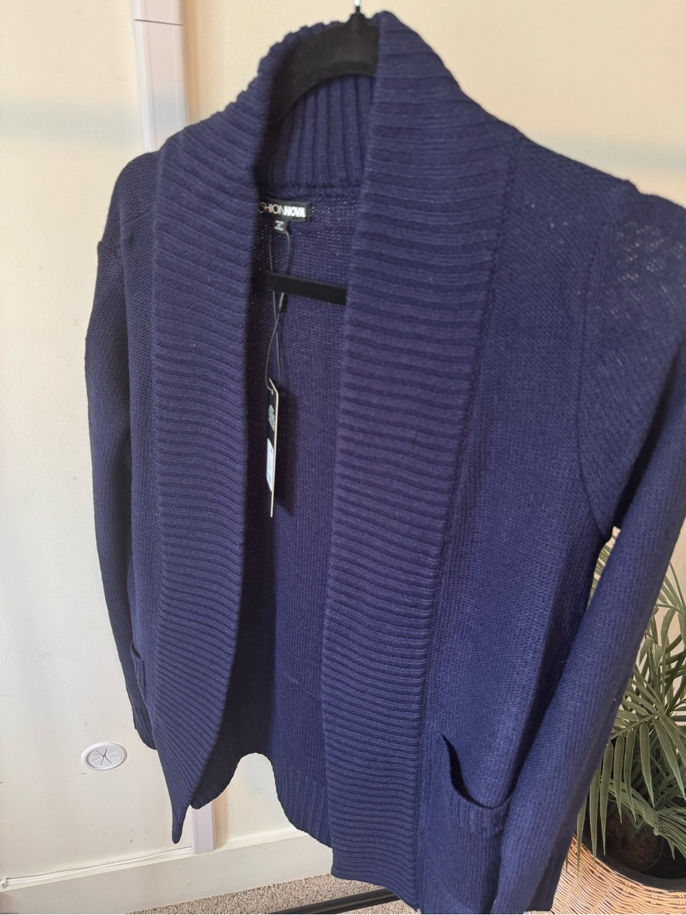 NWT Navy Open-Front Knit Cardigan Sweater Size Small - Picture 3 of 3